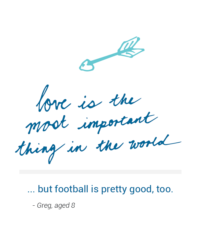 Eight year old Greg loves love and football
